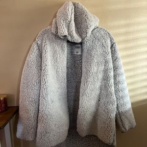 Sherpa / fleece hooded cardigan by PINK